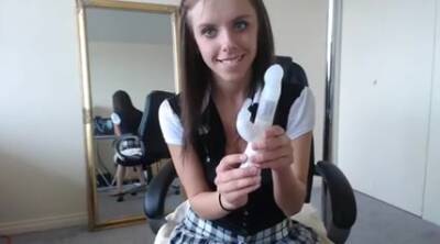 Sexy girl in schoolgirl outfit strips and dildos pussy - hotmovs.com