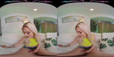 Skinny blonde gets off with her sex toy in VR - hotmovs.com