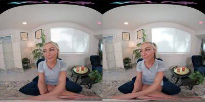 Petite blonde plays with her toys for you in VR - hotmovs.com